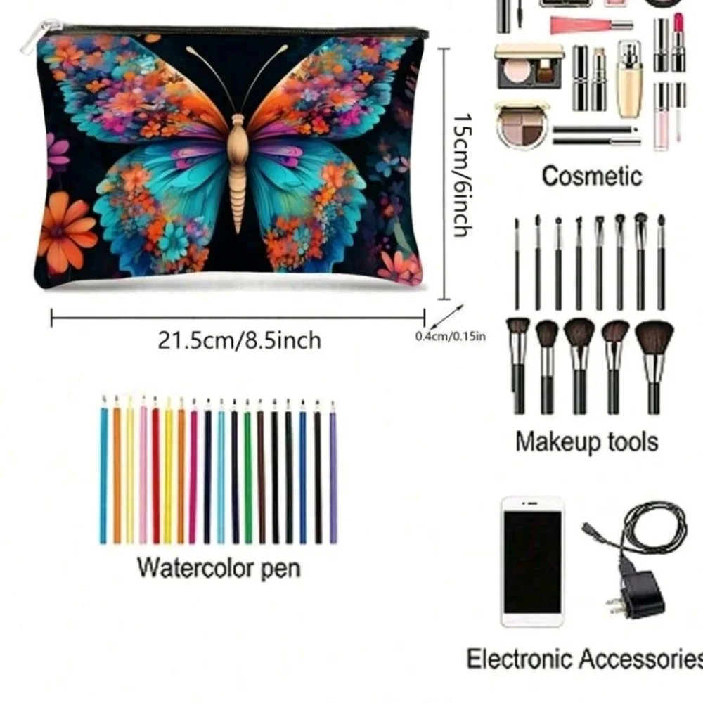Boho Butterfly Colorful Zipper Purse Pouch
